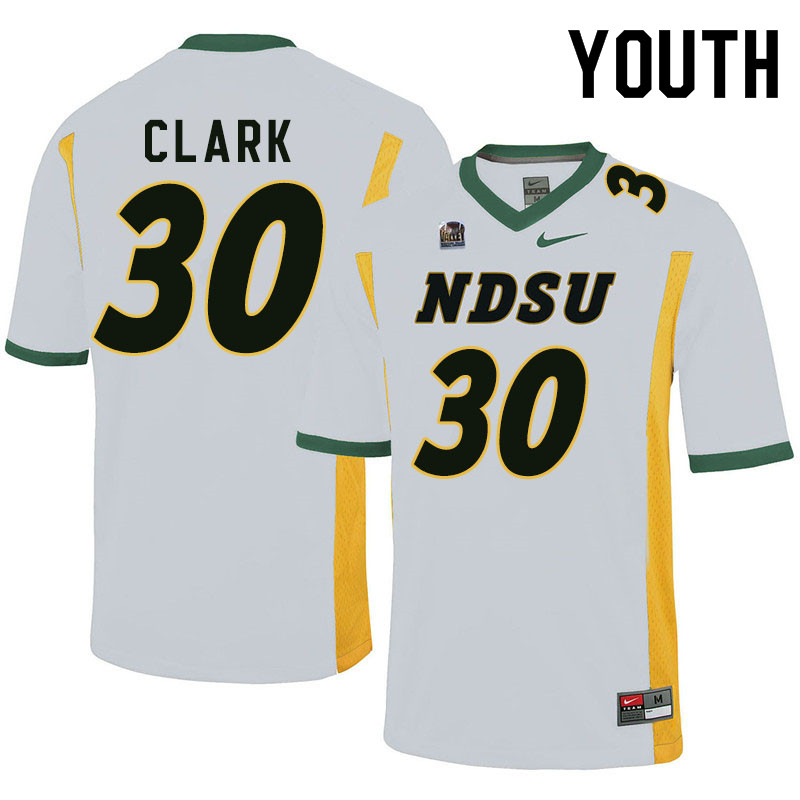 Youth #30 Saybein Clark North Dakota State Bison College Football Jerseys Sale-White - Click Image to Close